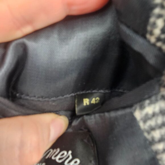 Christian Aujard Glen Plaid Cashmere Blazer Jacket 42R Black White Quiet Luxury - Picture 8 of 13